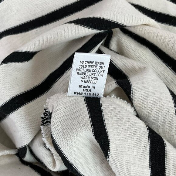 Monrow Size M Striped Midi Dress White Black Sleeveless Mock Neck Knee Length - Picture 11 of 11